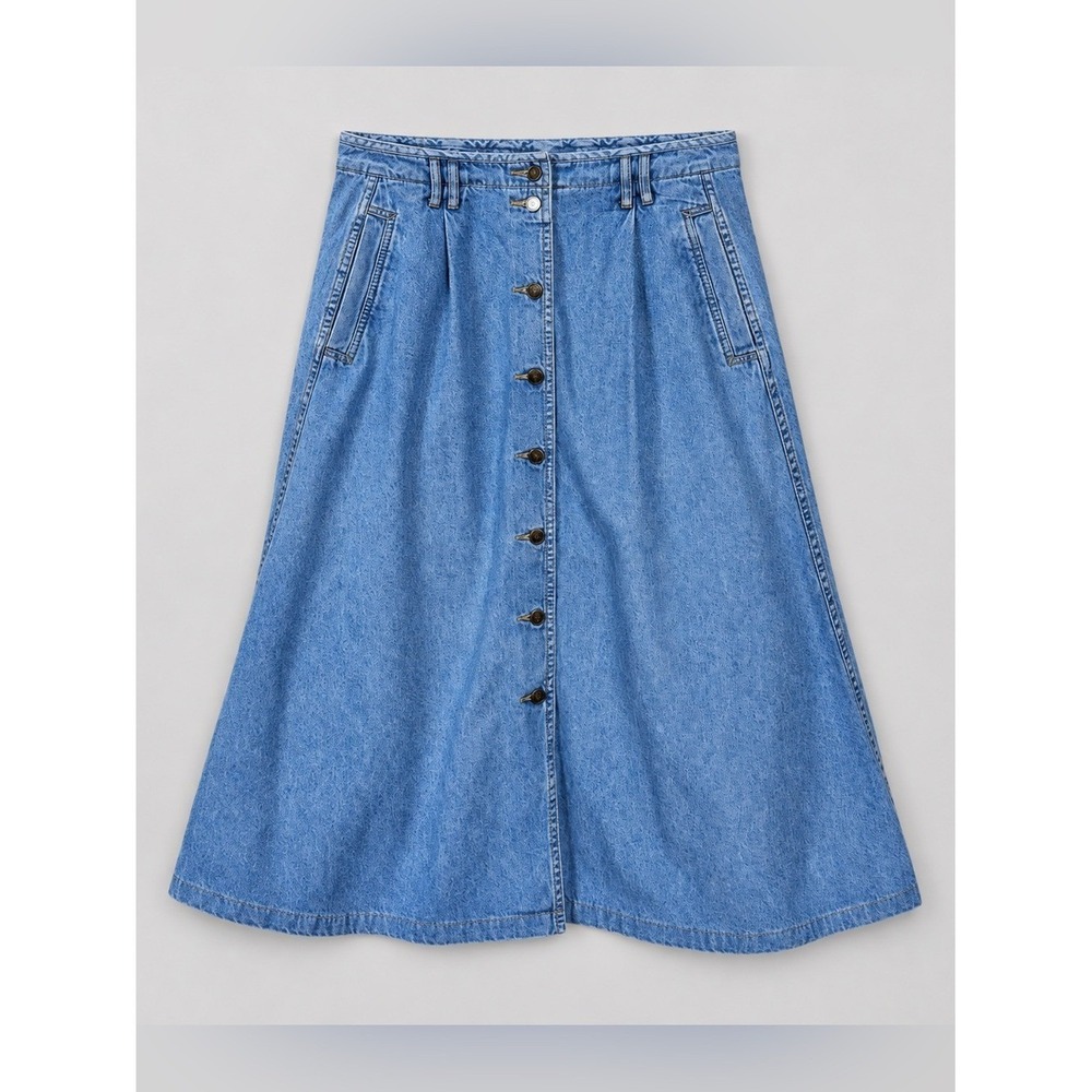 Vintage 90s Liz Wear Button Up Jean Skirt Size 14 Western
